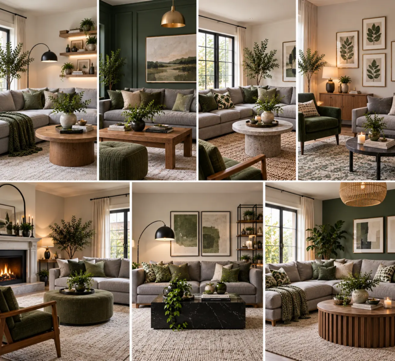 7 Grey and Green Living Room Ideas That Don’t Read Cold or Corporate
