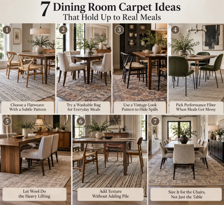 7 Dining Room Carpet Ideas That Hold Up to Real Meals