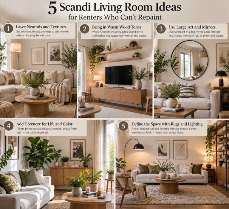 5 Scandi Living Room Ideas for Renters Who Can’t Repaint